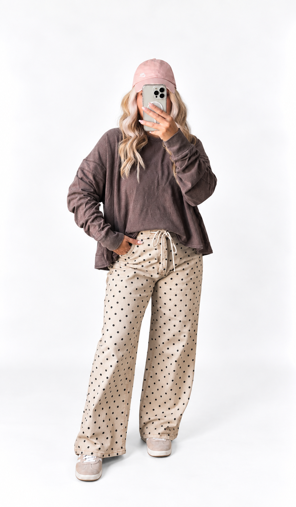 Brown Cross Detail Open Back Long-Sleeve Top