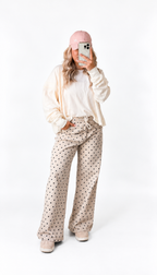 Cream Cross Detail Open Back Long-Sleeve Top