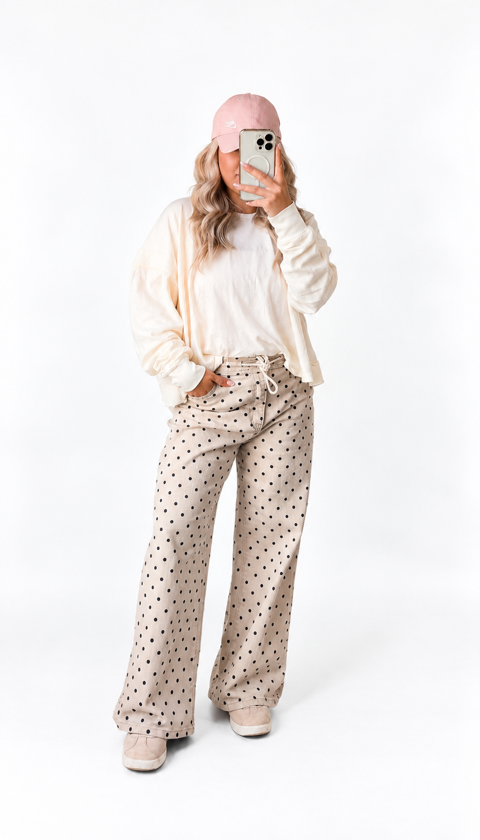 Cream Cross Detail Open Back Long-Sleeve Top