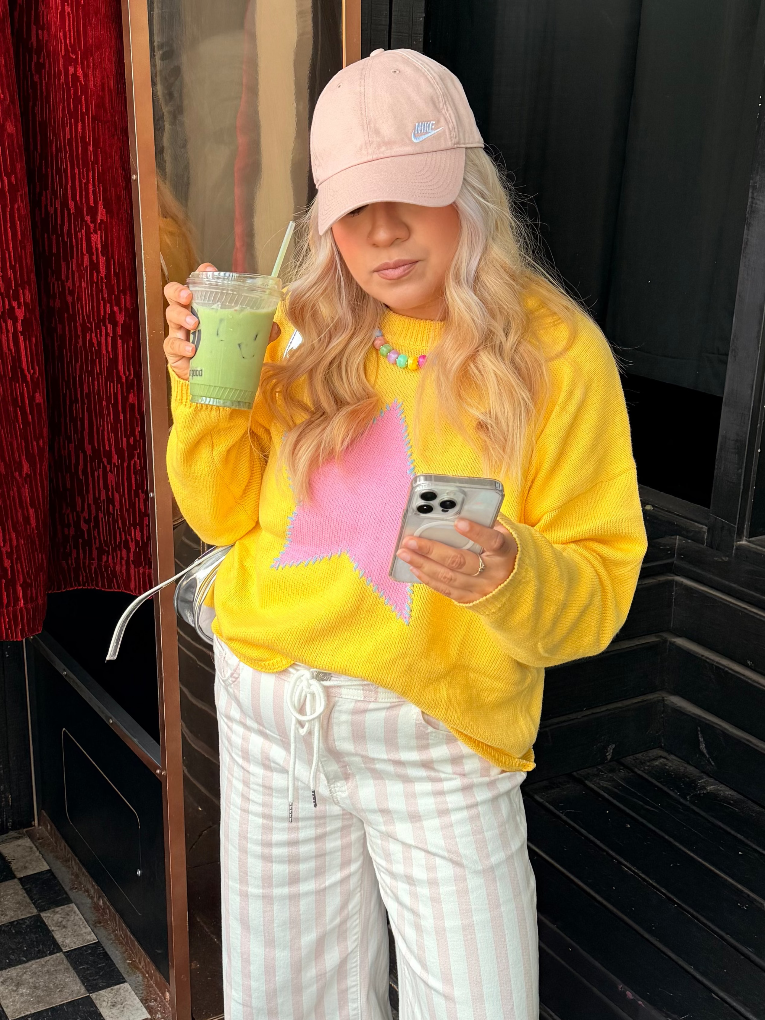 Pink Star Yellow Sweater