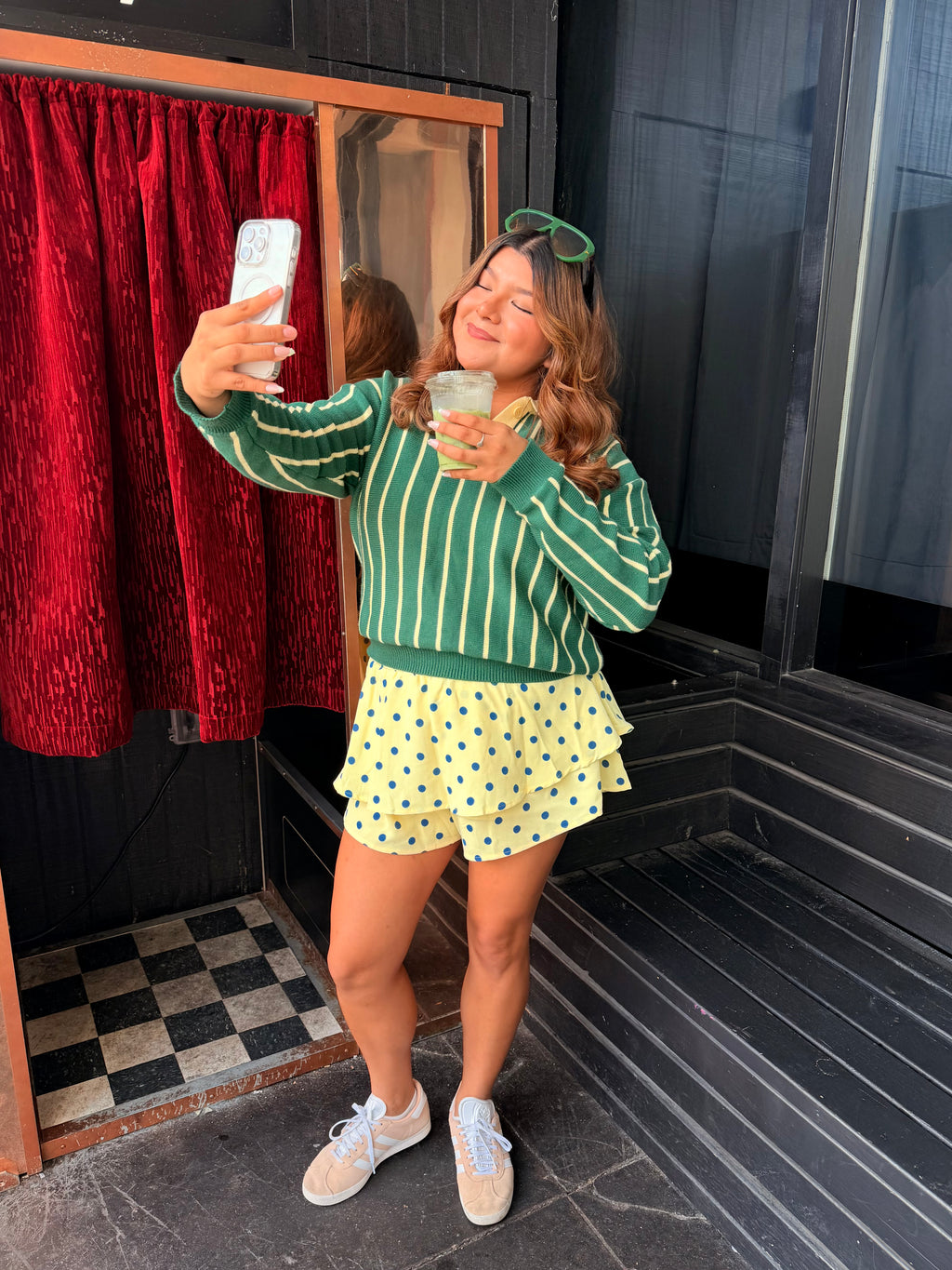 Green/Yellow Striped Polo Sweater