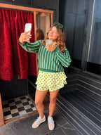 Green/Yellow Striped Polo Sweater