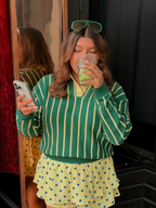 Green/Yellow Striped Polo Sweater